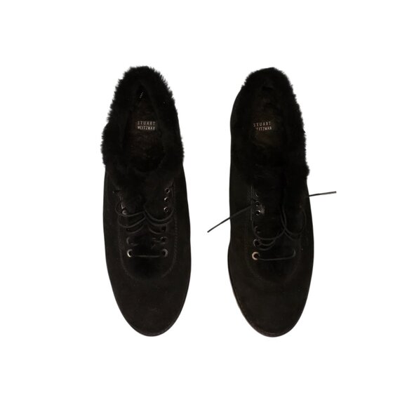Stuart Weitzman NWOT Women's Black Suede Shearling Lined Shoes Size 7.5 M - Picture 6 of 7